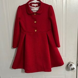 Toddler girls two piece red striped dress and red jacket set. Size 4t.